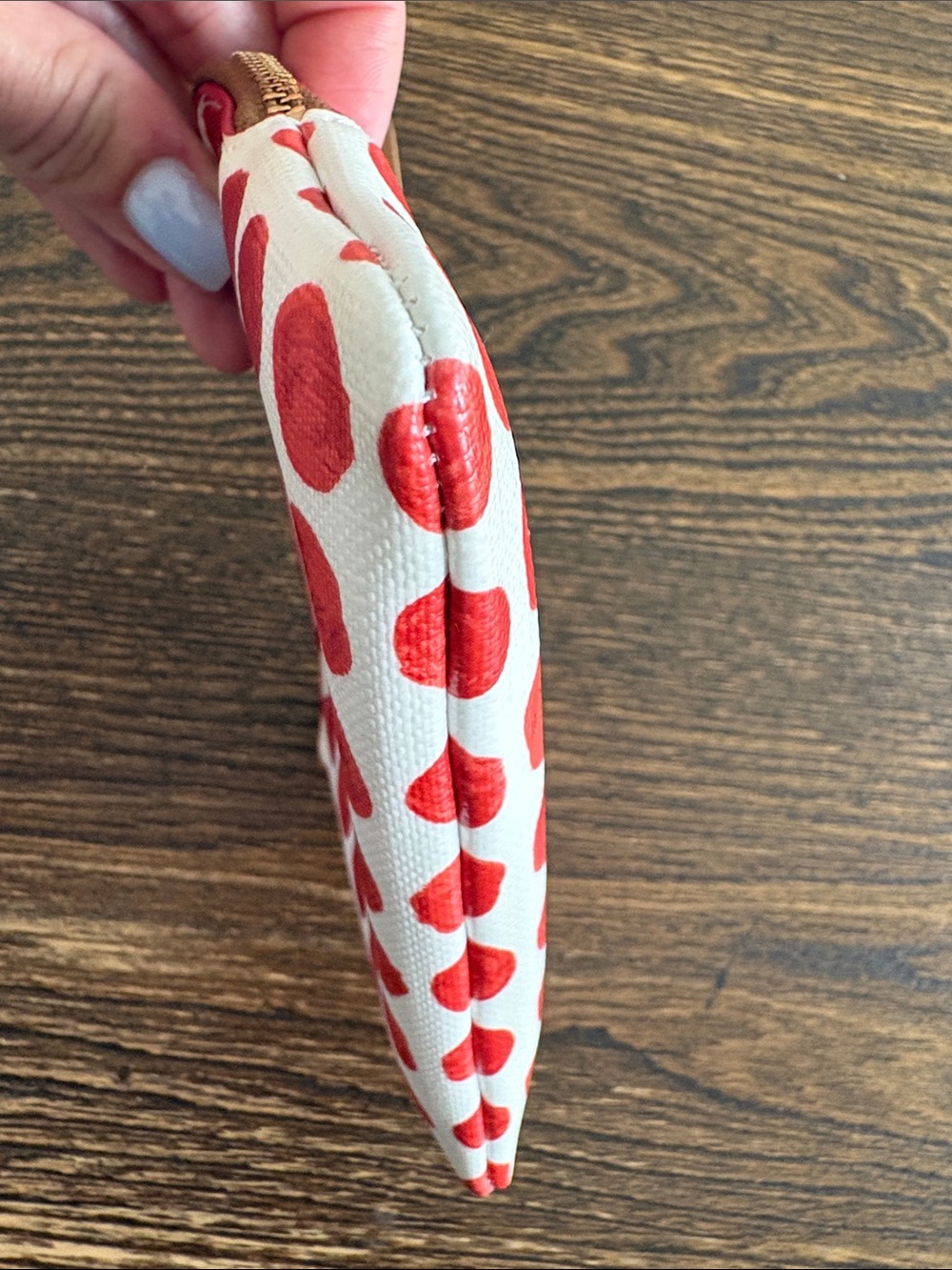 Coach Bleecker Red and White Polka Dot Wristlet w/ Brown Trim Gold Hardware - Picture 4 of 9